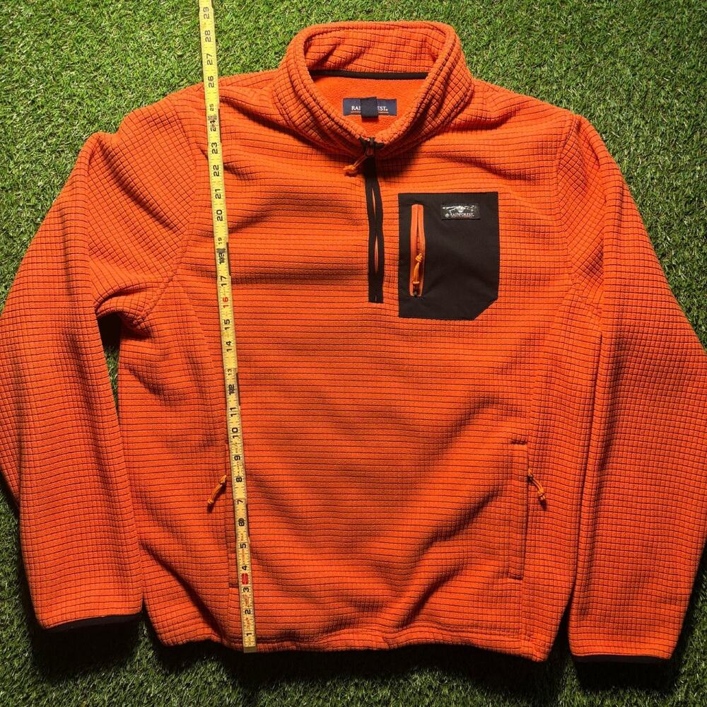 Rainforest Quarter Zip Grid Fleece Pullover Orange Men's Size M